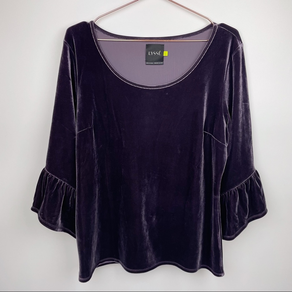 Lyssé Remy Velvet Bell Sleeve Top Amethyst - Picture 3 of 8
